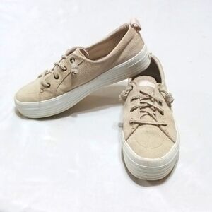 SPERRY Nude Crest Vibe Suede Platform Sneaker size 9